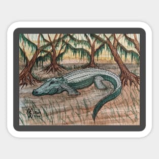 Alligator lurking in the swamp Sticker
